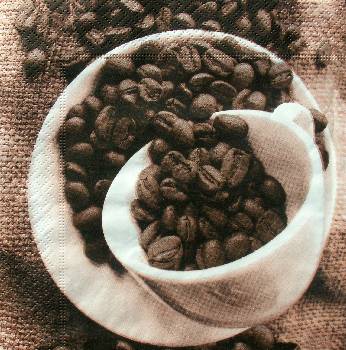 Serviette Coffee (Kaffeebohnen in der Tasse)