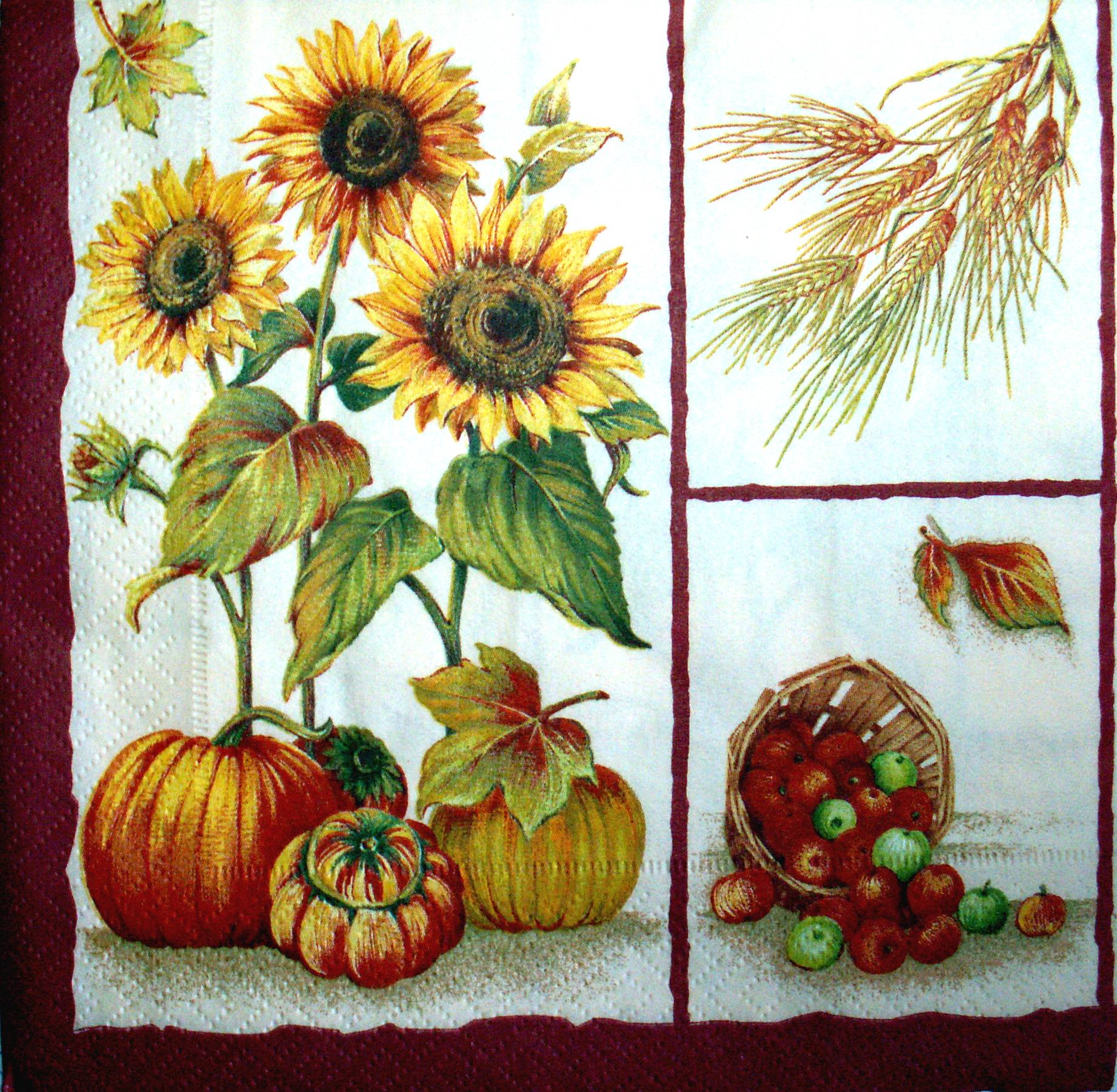 Serviette Sonnenblumen/Herbstfragmente