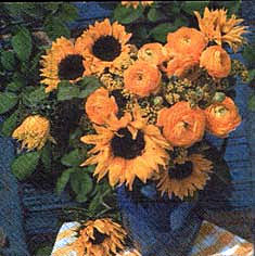Serviette Sonnenblumen in Vase